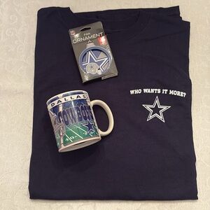 Dallas Cowboys Tee Shirt, Ornament and Coffee Mug Bundle